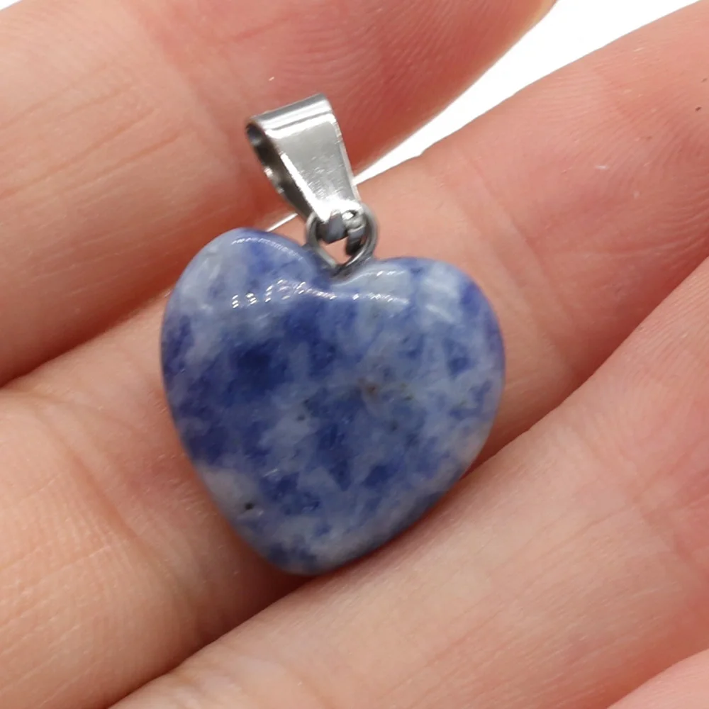 1pc yachu Crystal Natural Stone Heart-shaped Semi-precious Stones Pendant For Make DIY Trendy Bracelet Necklace Size 16x16mm