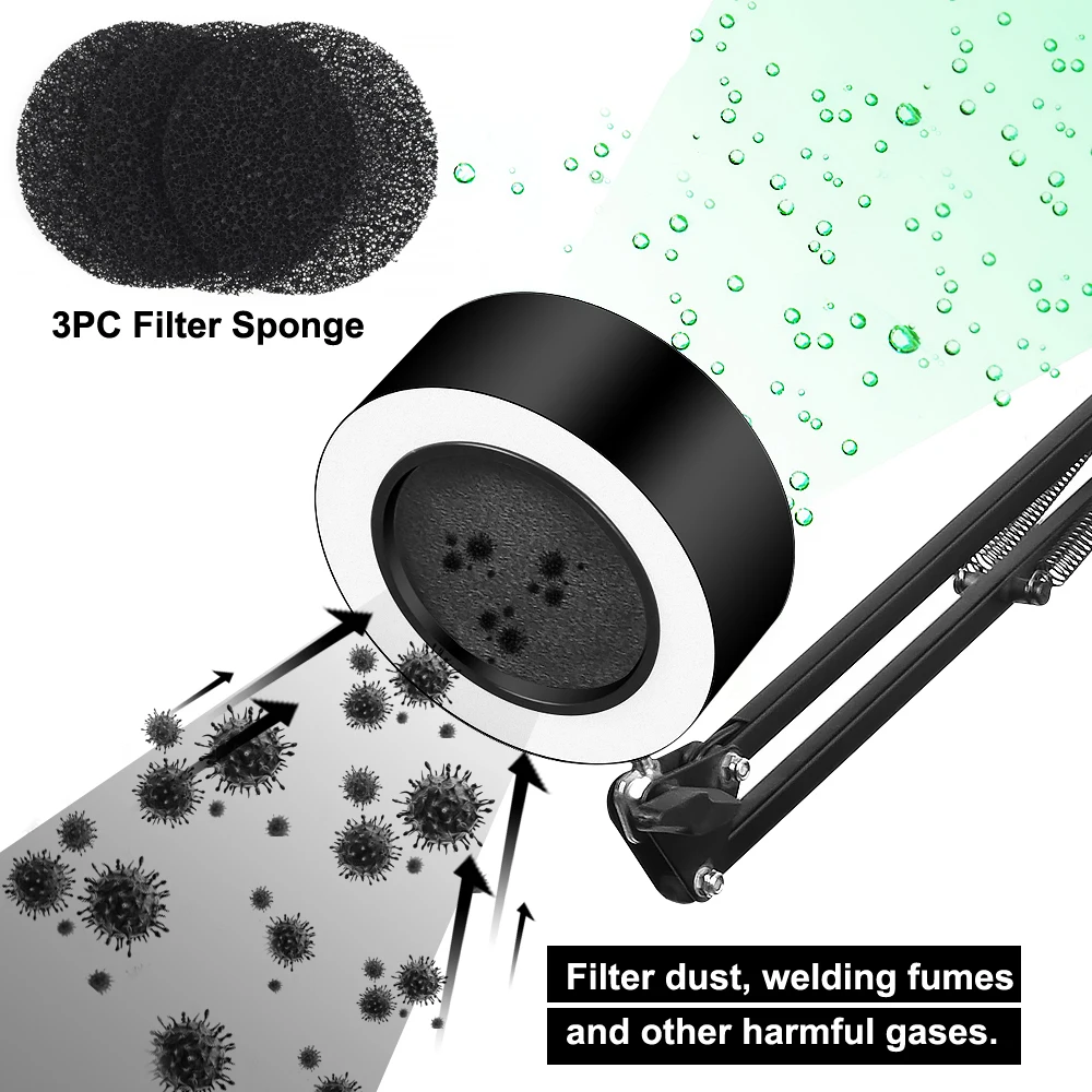 NEWACALOX Welding Smoking Instrument Soldering Smoke/Fume Absorber with LED Light 3Pcs Carbon Filter Sponge for Soldering Work