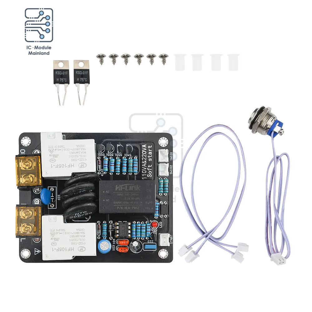 

2000W High Power Supply Soft Start Board Light Touch Double Temperature Control Amplifier Switch terminal/Plug-in For Amp DIY