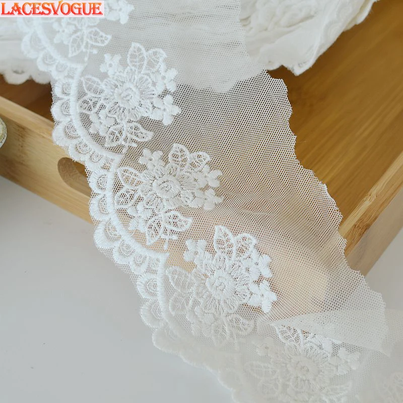 Embroidery Mesh Cotton Lace Fabric, Handmade DIY Garment, Needlework Sewing Accessories, Clothing Decoration, 28Yards, 9cm 395