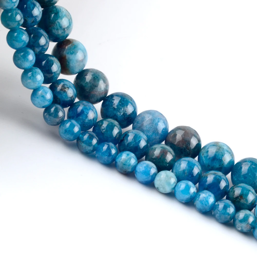 Natural A+ Blue Apatite Stone Round Loose Spacer Beads For Jewelry Making DIY Bracelet Handmade 6/8/10/12mm