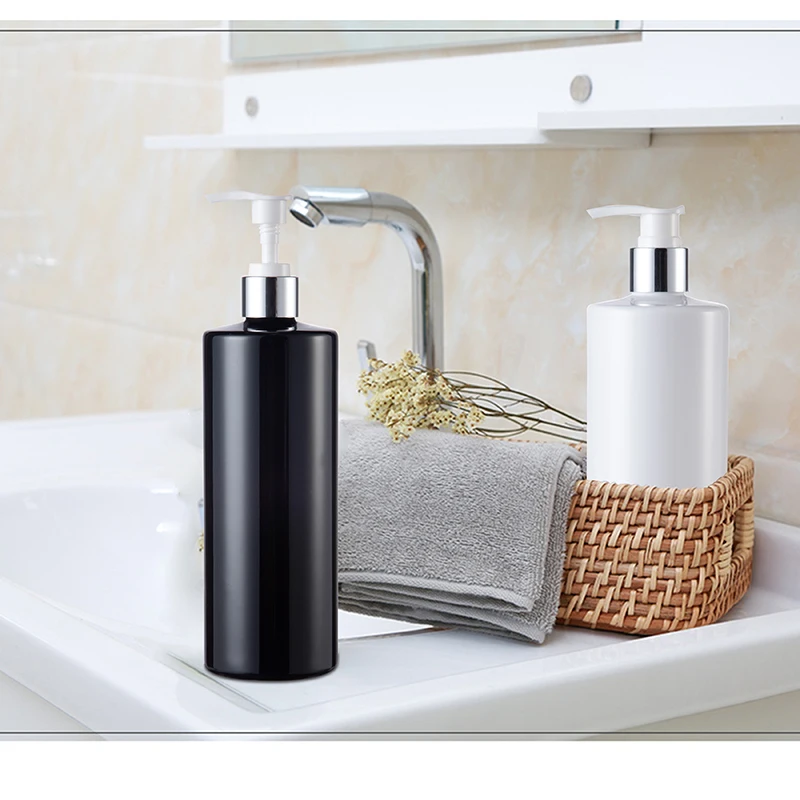 4pcs Press Pump Bottle White/Black Empty Soap Dispenser Lotion Massage Oil Shampoo Cream Dispenser Bathroom Bottle 500ml