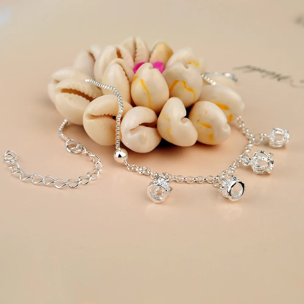 Sweet romantic lady anklets 925 sterling silver crown anklet for women Lovely Full crown foot ornaments party gift image 3