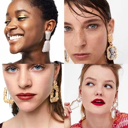 Exaggerated Dangle Earrings for Women Punk Personality Big Square Pendants Drop Earrings Heavy Ear Jewelry pendientes