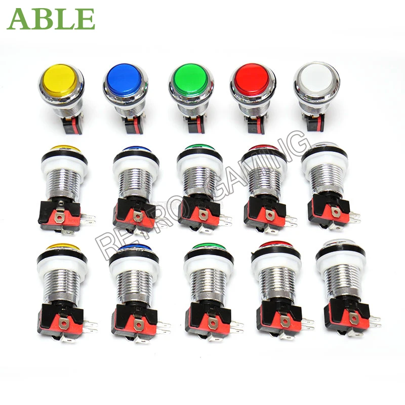 

LED Push Button 28mm Arcade Game Cabinet Parts Chrome with Microswitch12v for DIY Raspberry Pi MAME PC Pandora Game