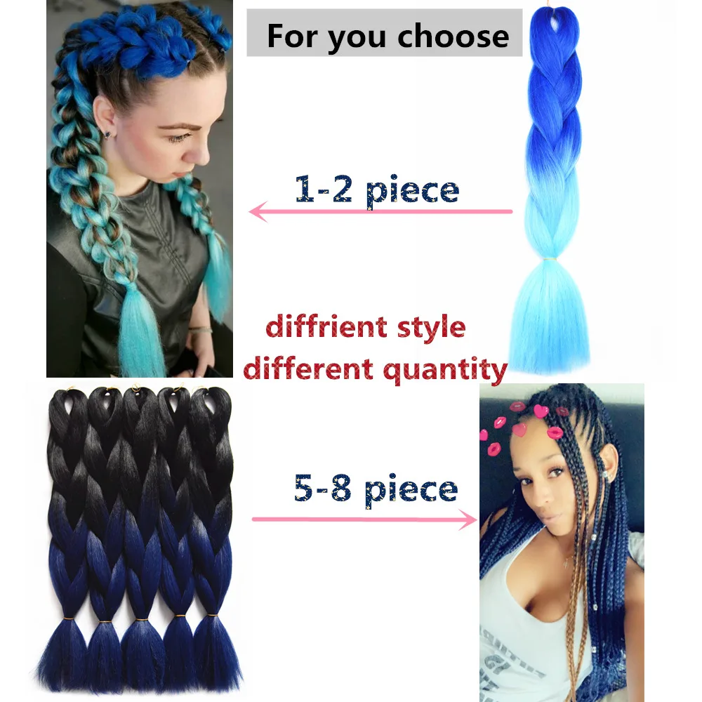 Full Star Pure Ombre Jumbo Braids Hair 24 Inch 120 Colors Fake Synthetic Braiding Hair Extensions for Braids 100g Wholesale