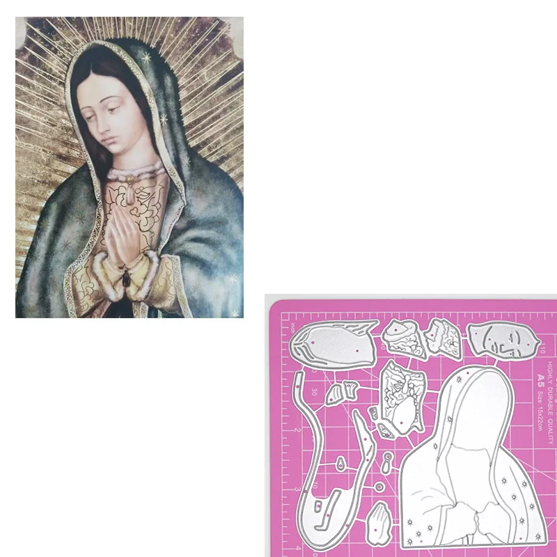 Virgin Maria wykrojniki do metalu wiara religijna Lucky Girl wzornik do DIY Scrapbooking ręcznie robione kartki