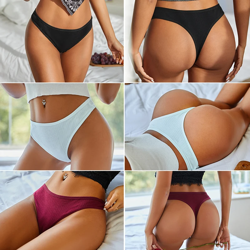 FINETOO 3PCS/Set Cotton G-string Women Lingerie Panties S-XL Thong Femmale Underwear Sexy Pantys Underpant Intimate Thong Girl