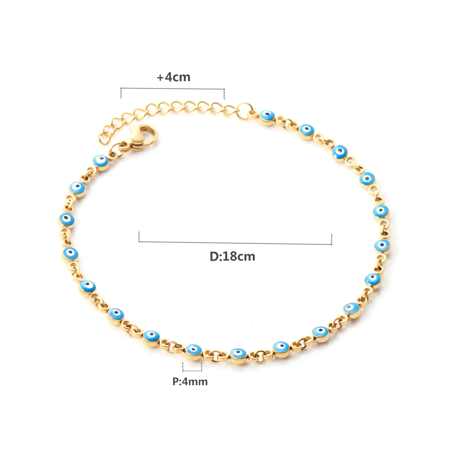 LUXUSTEEL Blue Evil Eye Charm Bracelet For Women Golden Color Stainless Steel Link Chains Adjustable Bangles Femme Accessories