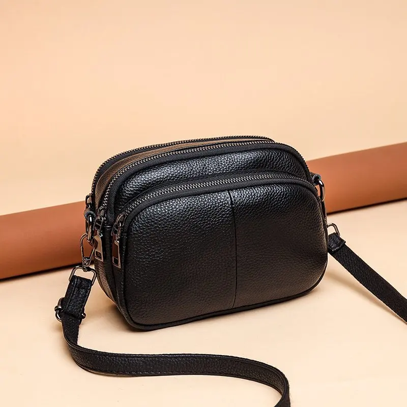 2024 New Mini Handbags Women Fashion Ins Genuine Leather  Wide Shoulder Strap Messenger Bag Purse Simple Style Crossbody Bags