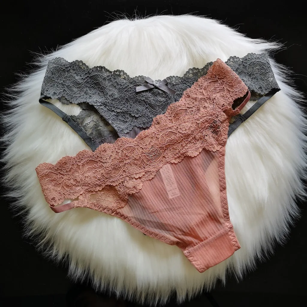 Sexy Women's Underwear Lace Underpant Bow Lingerie Bandage Seamless Thong Comfort Transparent Panties Low-Rise S1249