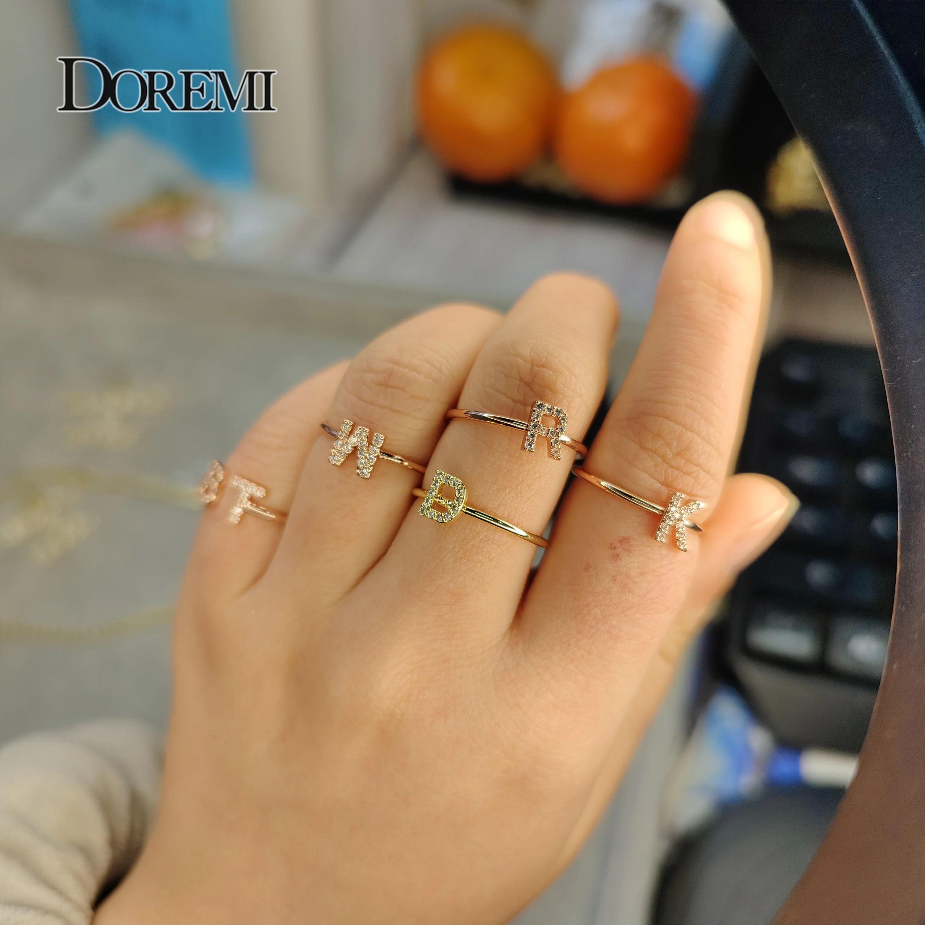 

Crystal letter ring Statement Initial Rings For Women Men Punk Jewelry Copper Stackable Chunky Bold Letter Thumb Rings