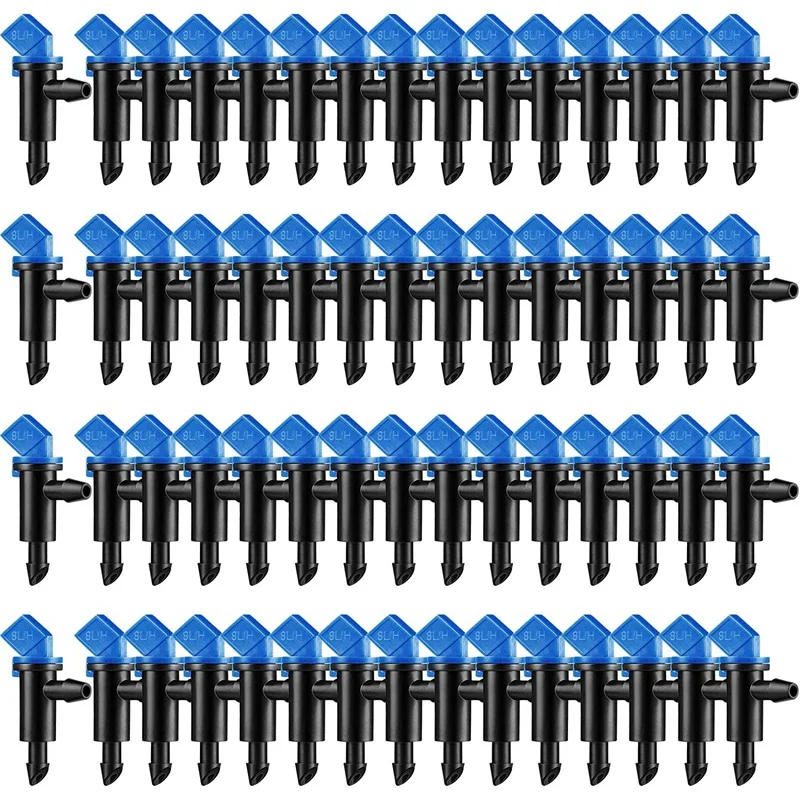 Drip Emitter Garden Flag Irrigação Dripper, árvores e shubs, Azul Preto, 2GPH, 60 pcs