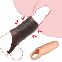 Condones extensores de pene reutilizables para hombres, manga de pene, alargador de pene, Juguetes sexuales, anillo de pene, extensor de pene