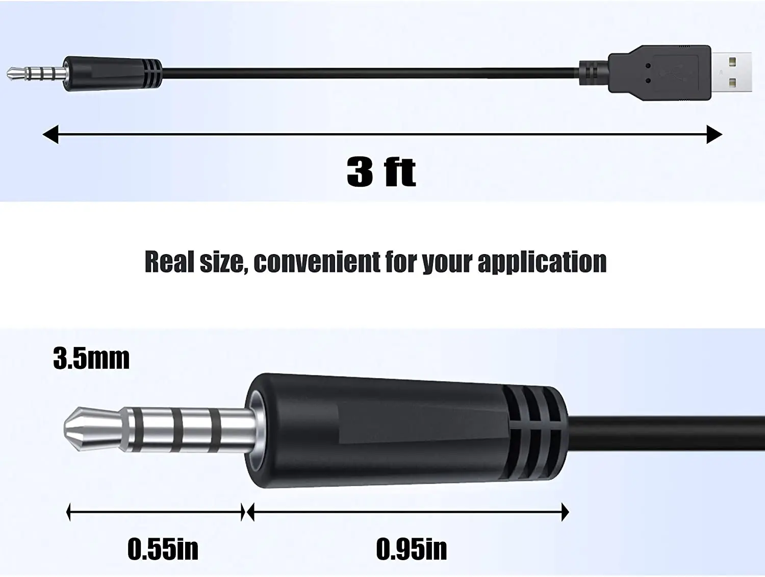 Cavo di ricarica maschio AUX da 3 piedi USB 2.0 tipo A A 3.5mm per lettori MP3 MP4, cuffie, altoparlanti, orologi, Boombox, ricerca