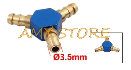 Tee Y Type 3.5mm Hose Barbed 3 Way Air Joint Fitting Connector Coupler  Tube Blue Pipe Waterway Oil Nozzle Aircraft Ship Model