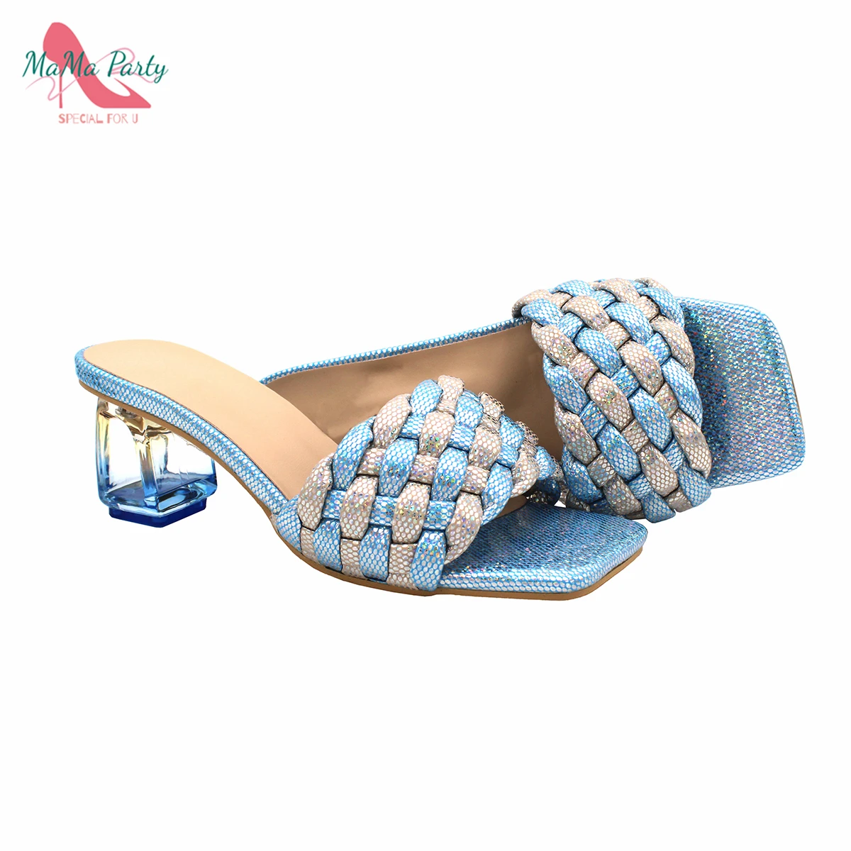 2021 Slingbacks Slipper in Sky Blue Color Transparent Heels Special Design INS Hot Sale for Garden Party