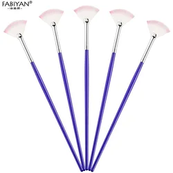 Brosse à Ongles en Forme d'Éventail pour Peinture Dégradée, Dissolvant de Poudre à Paillettes, Stylo Propre, Doublure Acrylique, Verhéritage Gel UV, Outil de Manucure, 5 Pièces