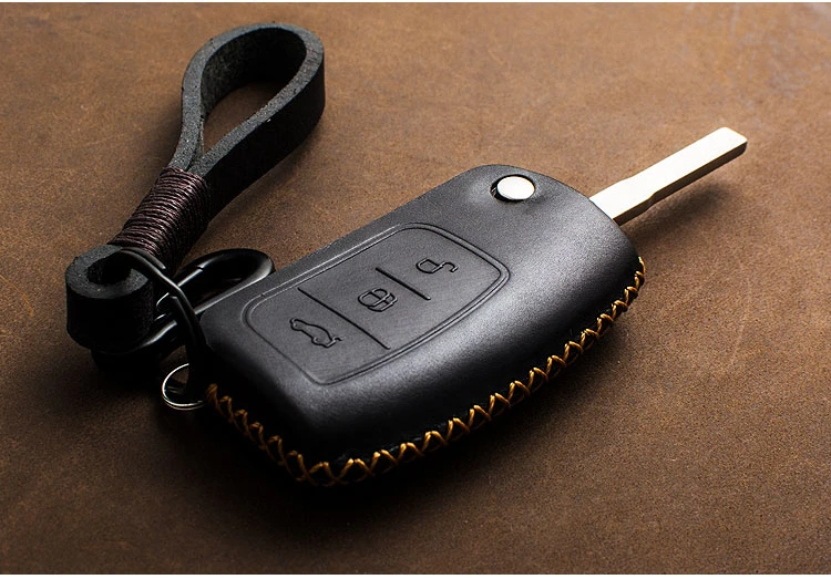 

1 Pcs Genuine leather Car key Case For Ford Focus 2 3 4 MK3 MK4 Fiesta MK7 Ecosport Kuga Edge Mondeo Fusion Escape key Cover