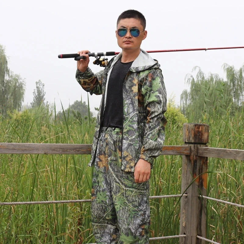 Summer Large Size Ultra Thin Hunting Fishing Clothes Sun-Protection Bionic Camouflage Hunting Suit Anti-Mosquito Fishing Suit