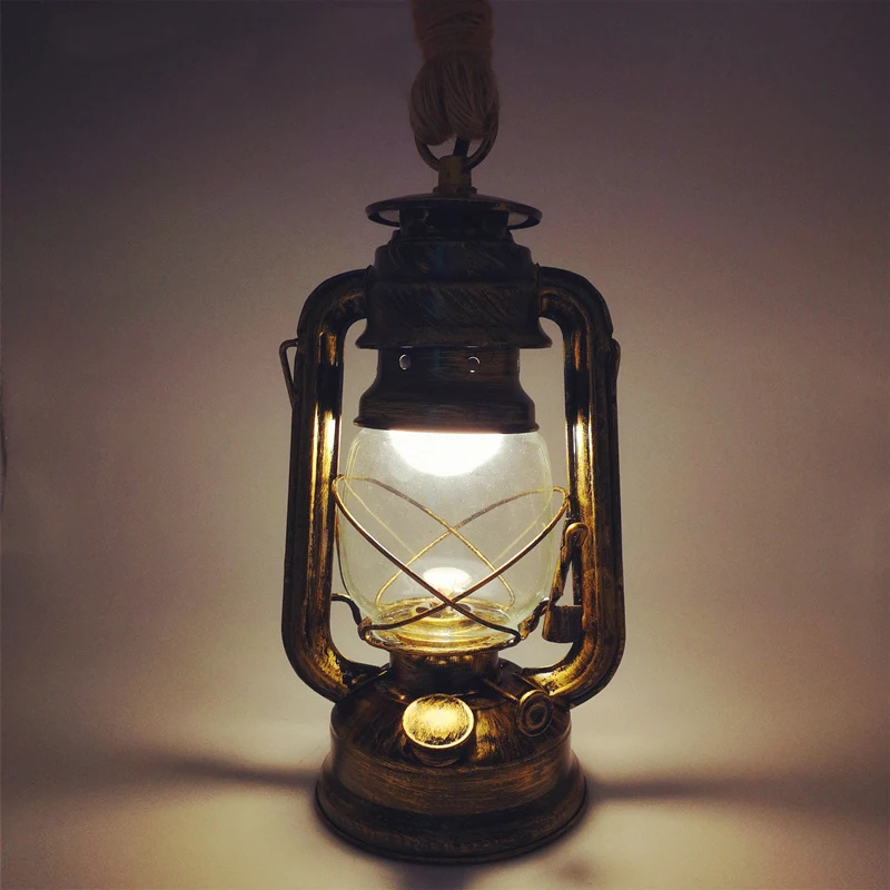 Retro Pendant Lights E27 Hemp Rope Lantern Hang Lamp Vintage Industrial Hanglamp Loft Home decoration lamp Indoor Bar light