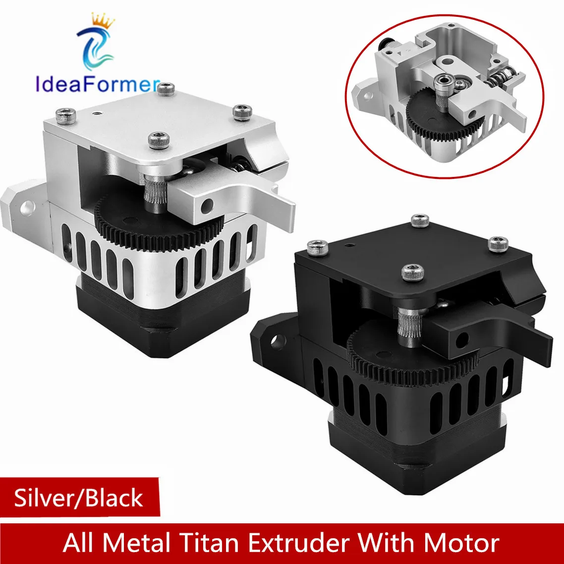 Titan Extruder Alle Metall mit Motor 1,75mm Silber/Schwarz Für Prusa i3 MK2 3D Drucker Teile Direct Drive bowden Montage Halterung