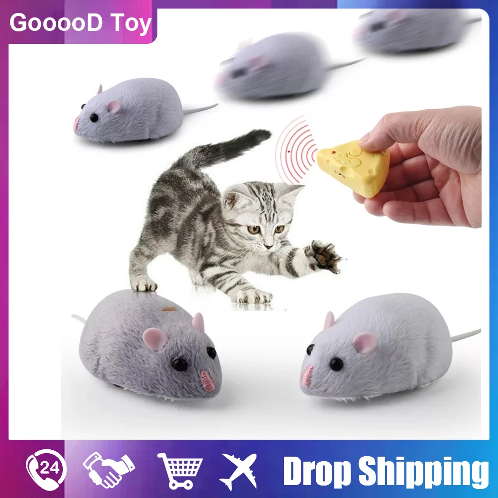 Rc Robot Toy Animals Wireless Electric Radio Control Rat Mouse Toy Flocking Emulation Toys Rat for Pet Cat Dog Joke Trick Toys