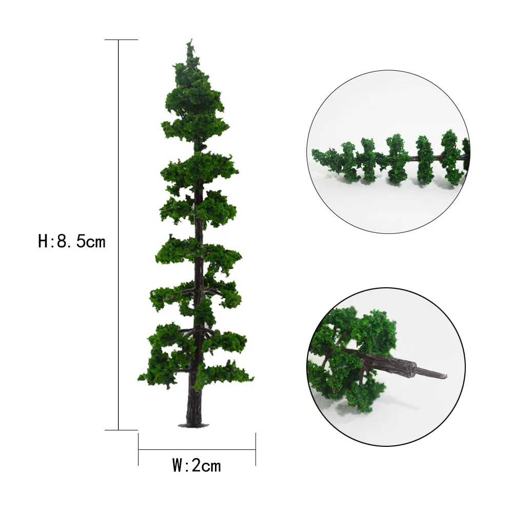 Height 8.5CM Miniature Green Tree Model For HO Railway Diy Building Sand Table Scene Layout Materials Diorama Kits 10Pcs/Lot