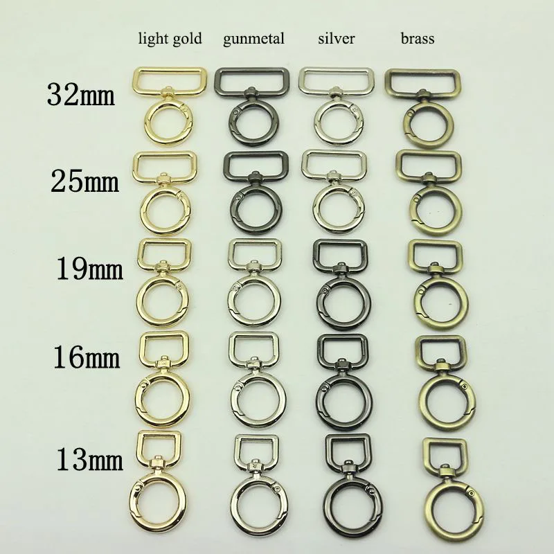 

30pcs 13/16/19/25/32mm O Rings Metal Buckles for Bag Strap Snap Clip Trigger Spring Ring Dog Collar Keychain DIY Accessories