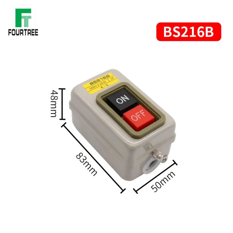 Power Control Button Switch Industrial Household Three-Phase Motor Start Button Press Switch BS216B 15A  2.2KW