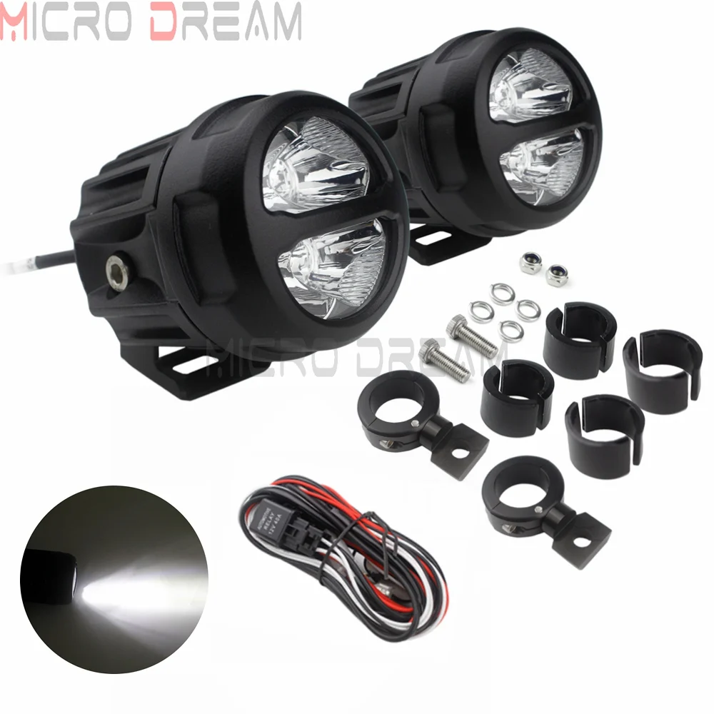 

2PCS White Motorcycle LED Spotlight Auxiliary Lamp for BMW Honda Suzuki Yamaha MT Kawasaki Versys Motorbike Custom Spot Lights