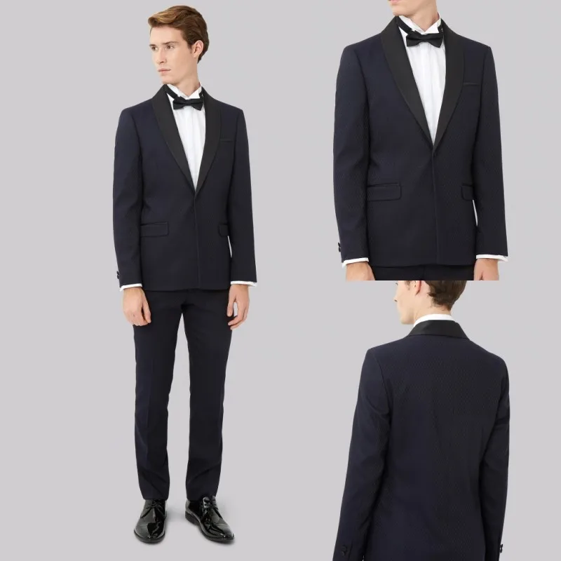 

Handsome Shawl Lapel Men Tuxedos One Button Groomsmen Black Suits 2 Pieces (Jacket + Blazer) Party Wedding Prom Coat