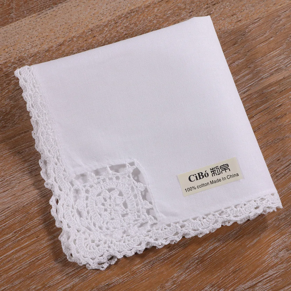 N041 : 12 pieces White Cotton hand crochet lace Small size table napkin Dinner Napkins