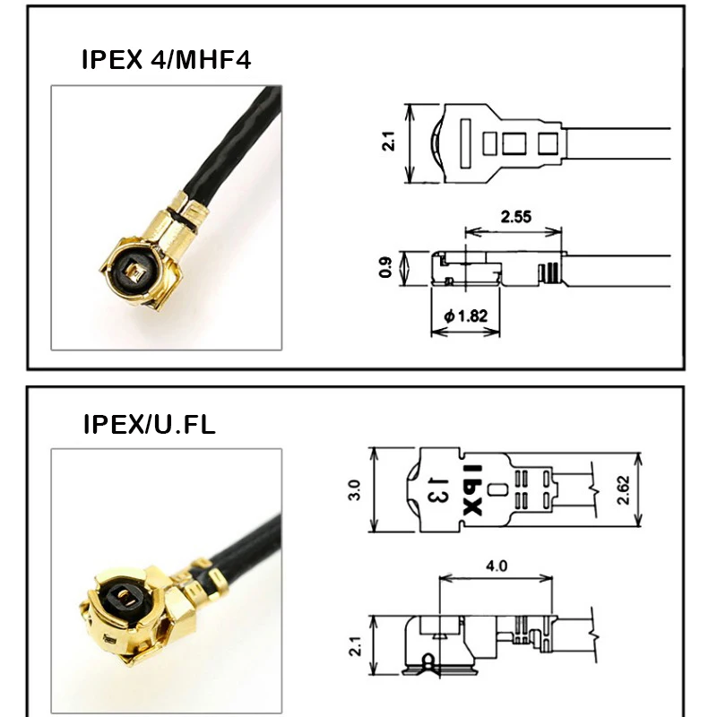 10PCS IPX4 MHF4 double IPEX-4 Pigtail RF0.81 Cable 0.8mm Single-head Extension Connector Solder M.2 NGFF 4G 5G wireless module