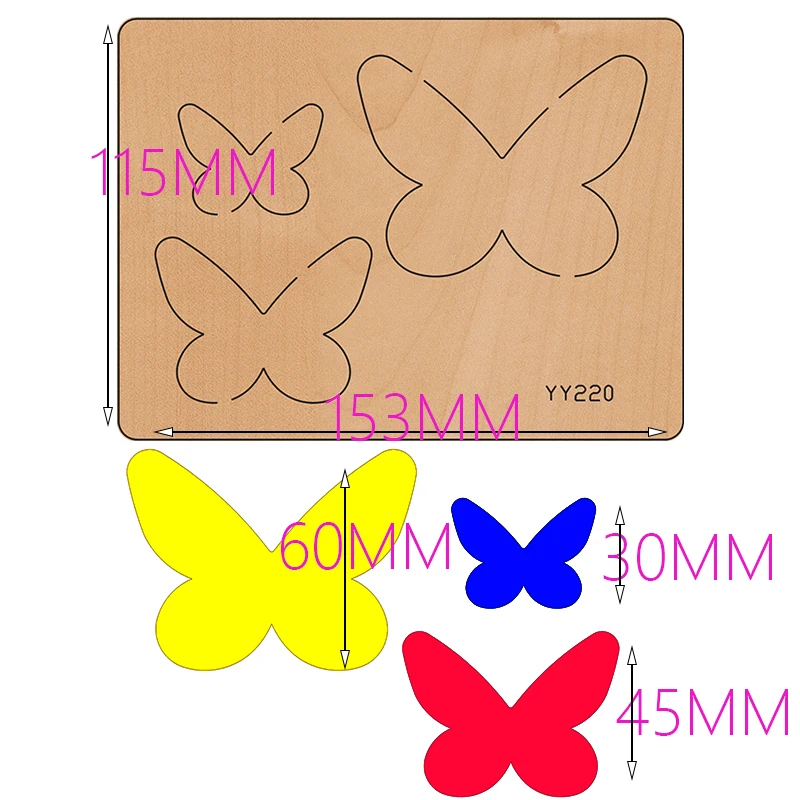 Wooden die-cutting clipboard technology die butterfly die YY220 is compatible with most manual die cutting