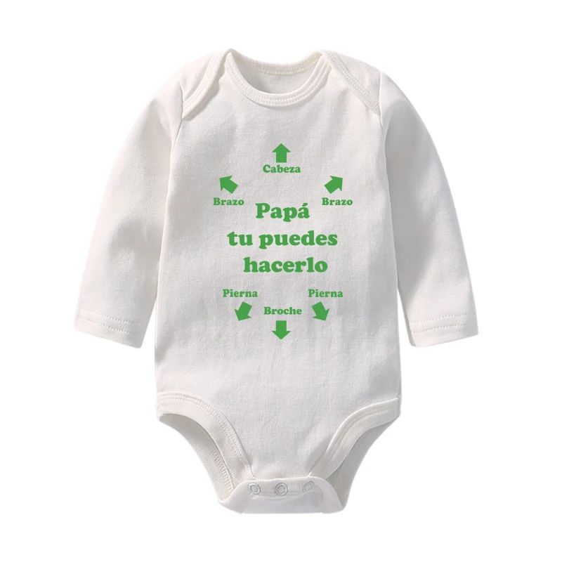 Papa Tu Puedes Hacerlo Newborn Baby Bodysuits Cotton Long Sleeve Infant Rompers Body Boys Girls Ropa Jumpsuit Father\'s Day Gift