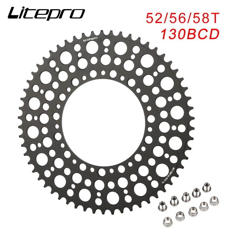 

Litepro Faltrad Kette Ring BCD 130mm 52T 56T 58T Aluminium Legierung Kurbel BMX Fahrrad Kettenblatt