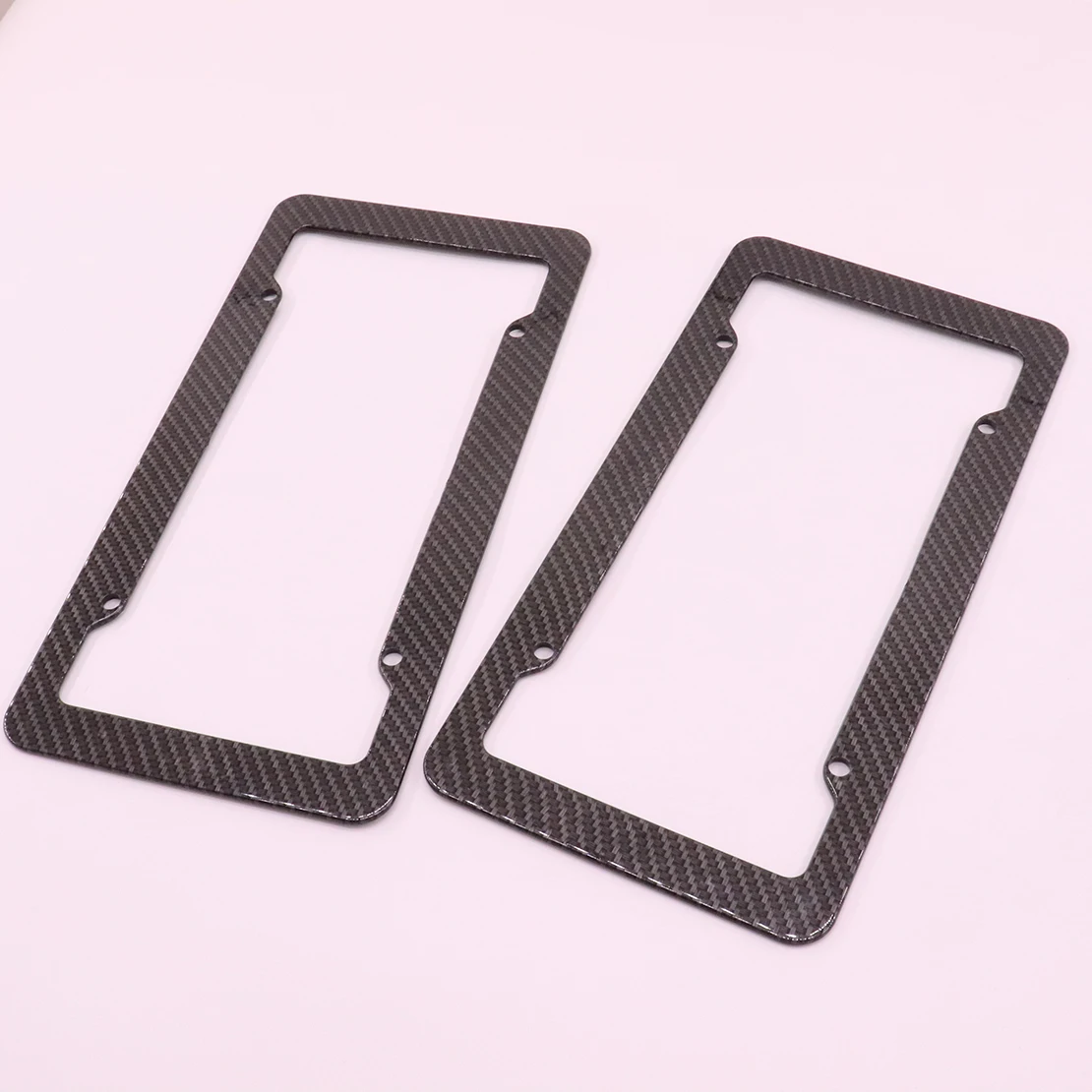 EIDRAN 2Pcs Universal US Car Black Carbon Fiber License Plate Frame Cover Set Tag 3K