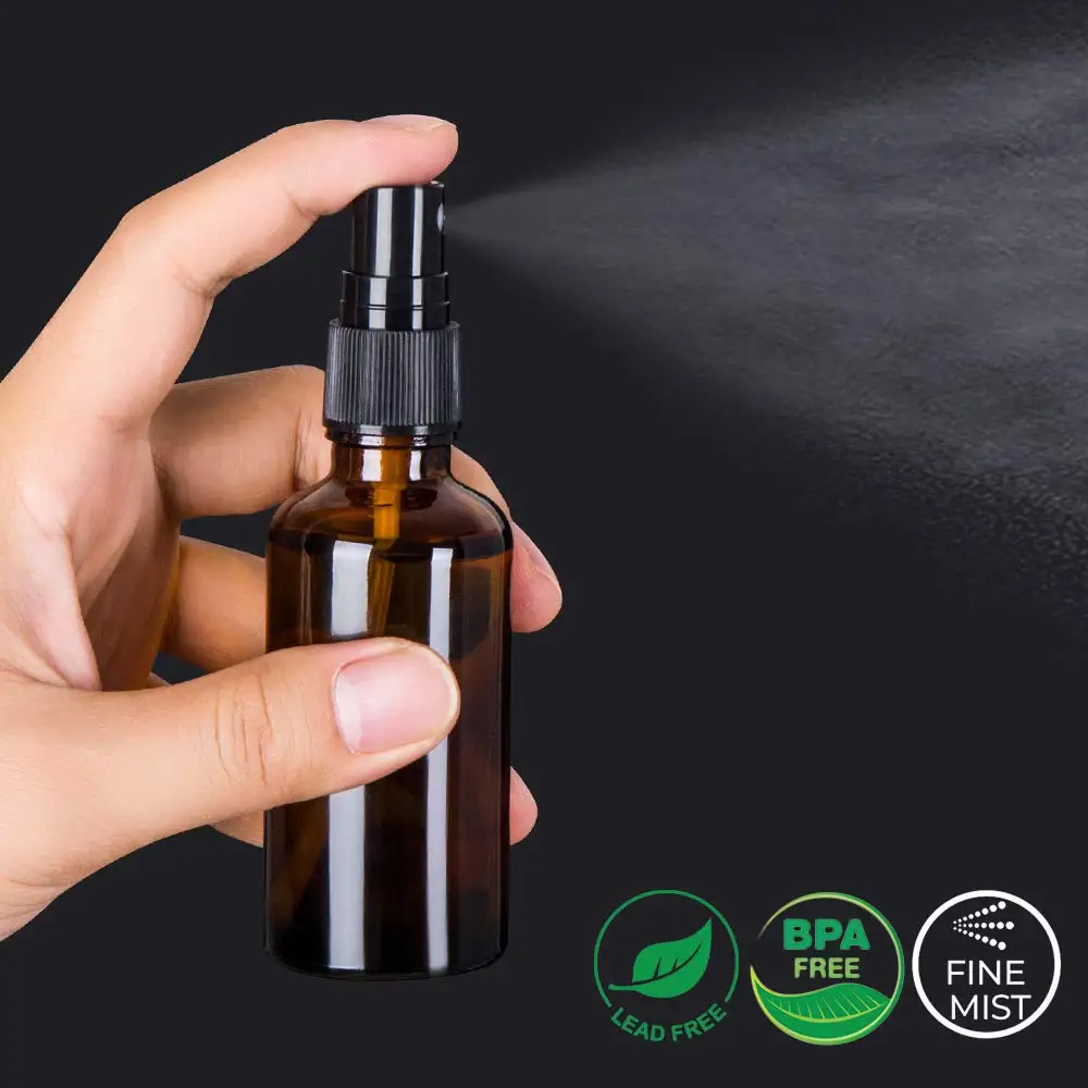 4 pçs 50ml âmbar garrafa de spray de vidro névoa fina pulverizador aromaterapia perfume atomizador recipiente cosmético dispensador de óleo essencial