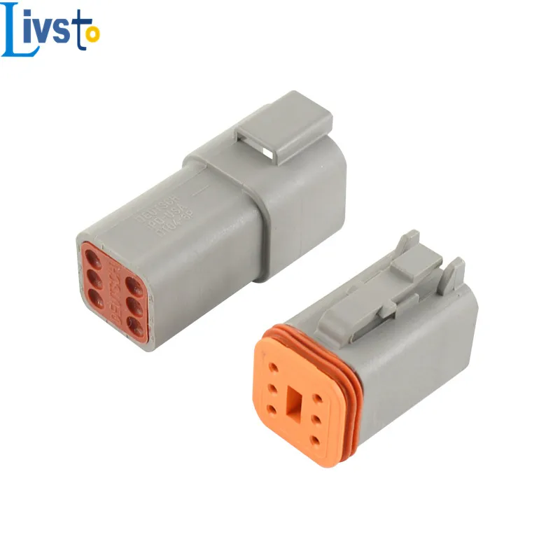 

6 Pin Way Deutsch Auto DT Electrical Wire Connector Male or Female Plug Enhanced Seal Waterproof Plastic Socket DT06-6S DT04-6P