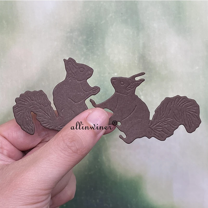 2Pcs Squirrel decoration Metal Cutting Dies Stencils Die Cut for DIY Scrapbooking Album Paper Card Embossing