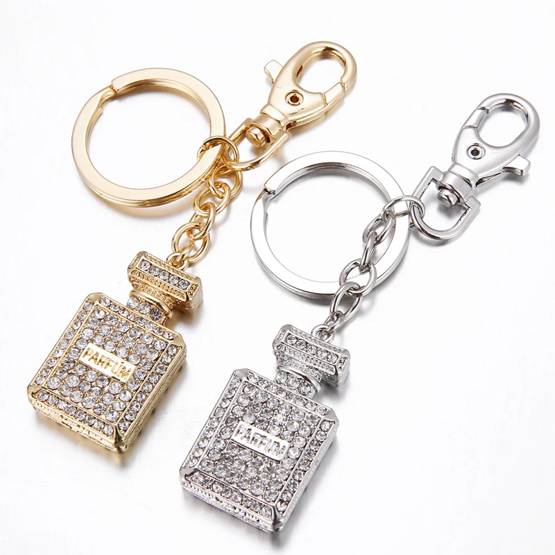 2021 spring fashion new metal rhinestone crystal gem perfume bag wallet keychain birthday party gift