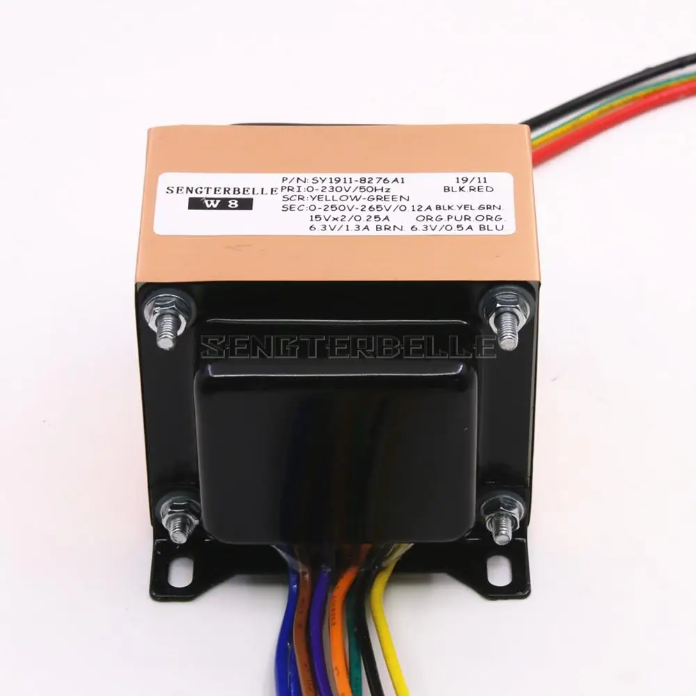 Силовой трансформатор типа EI 51 Вт (51 ВА) 0-250 В-265 В двойной 15 В двойной 6,3 В для усилителя звука