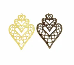 Retail 10Pcs Bronze Tone  Gold Filigree Wraps Connectors Metal Crafts Gift Decoration DIY Findings 55x85mm