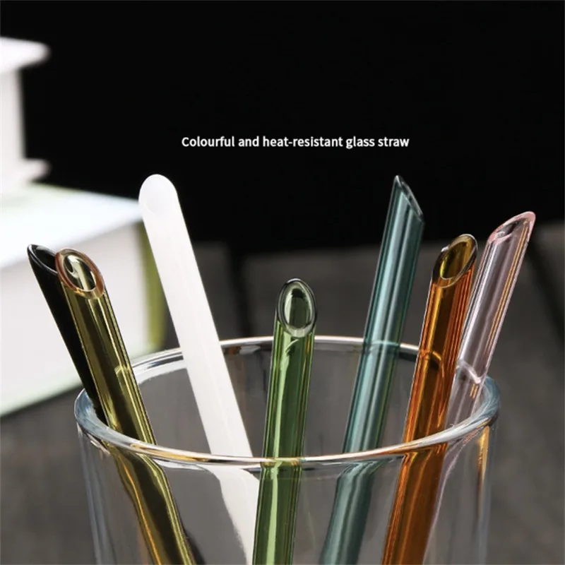 200Pcs/Lot Good Quality Glass Straws Reusable Color Wedding Birthday Party Drinking Straws Thick Straws Kitchen Tool Wholesale