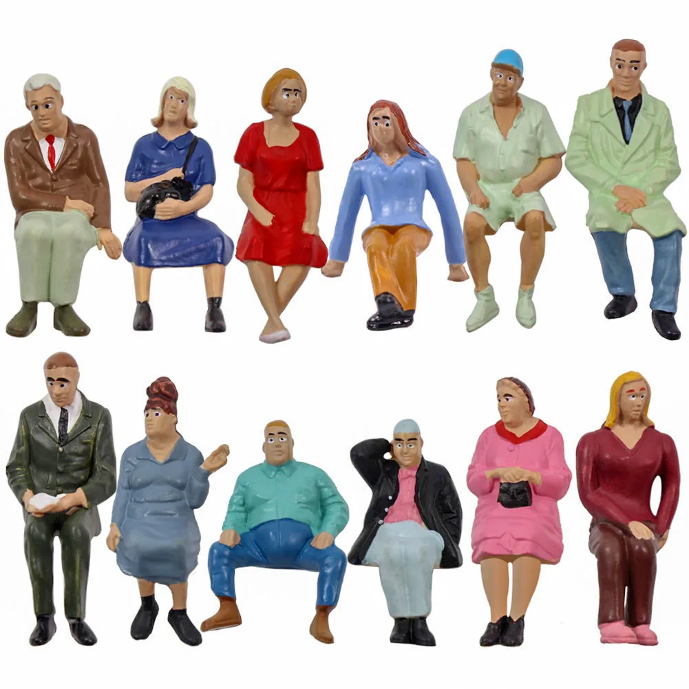 

P2513 Model Railway 12pcs G scale Figures 1:25 Seated People 12 Different Poses