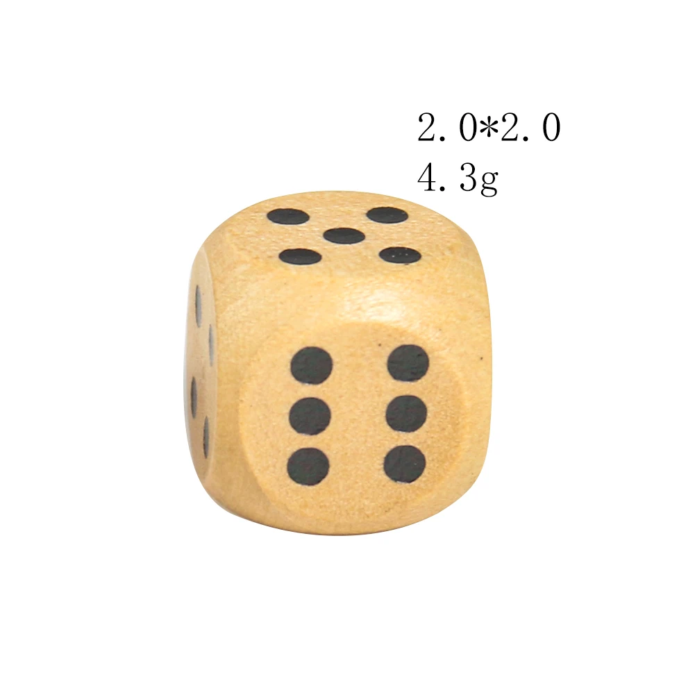 5PCS 20mm Wooden Dice Point D6 Cubes Round Corner 6 Sided Bar Pub Club Party Kid Toys Board Games Dice for Adults