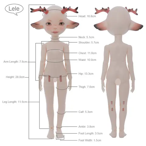 Föredragen lagerfrakt Fantasy Angel 1/6 BJD docka Lele resinleksaker för barn babyhjort docka djur anime leksak gör-det-själv 8 best sales lele leksak - №8