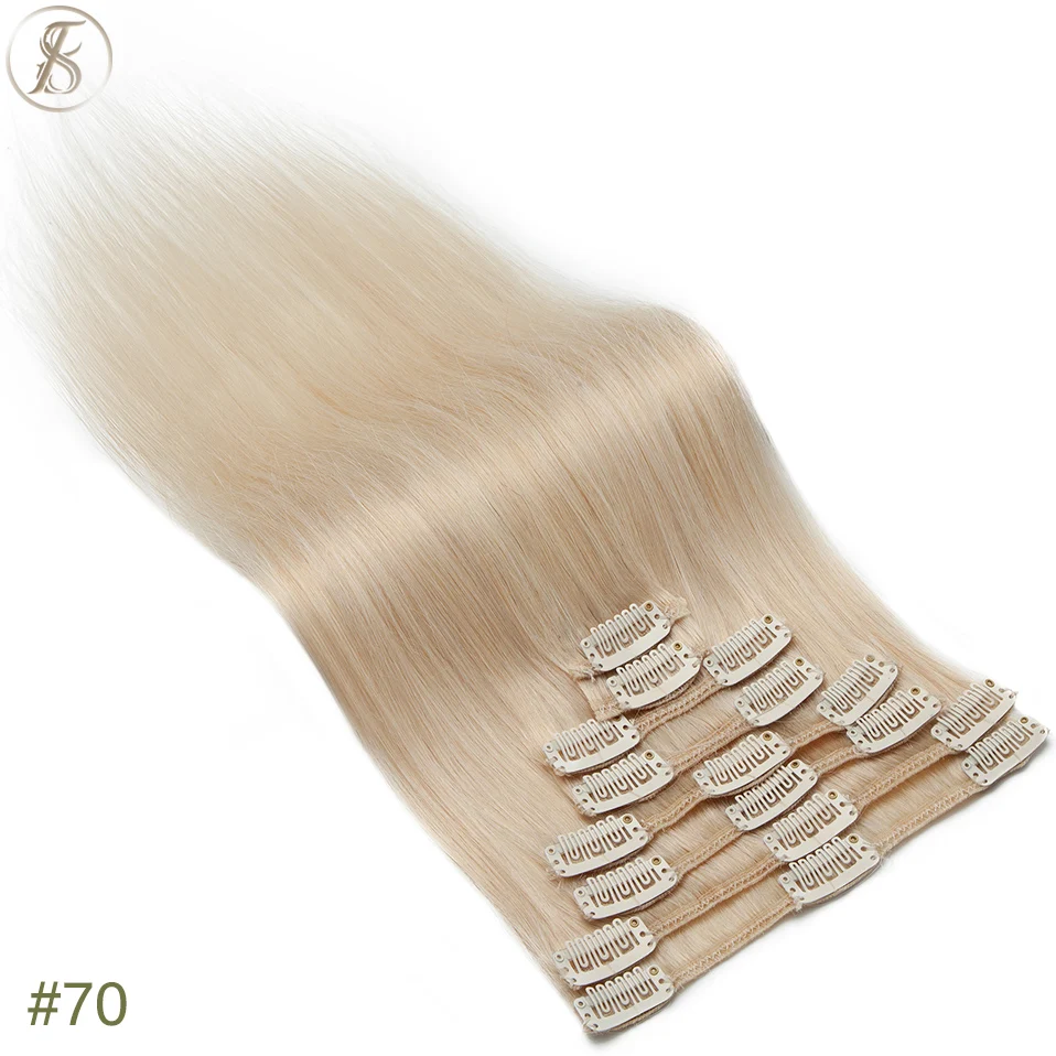 TESS 50-80g Natürliche Haar Extensions Clip In Menschliches Haar Extensions Gerade 8 teile/satz Vollen Kopf Dünne Highlight haar Clip Haarteil – Detail 18