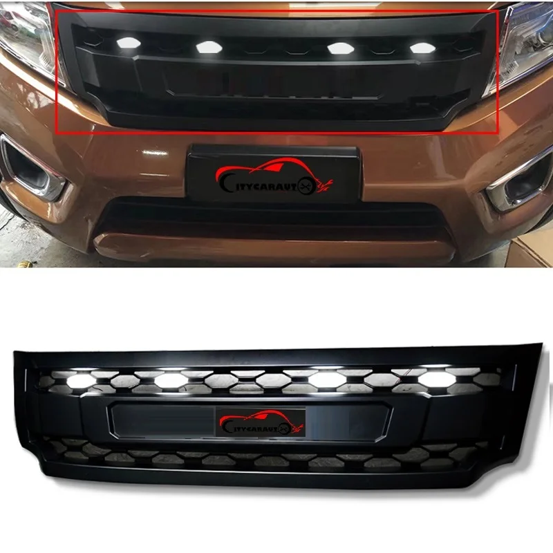 front Radiator Grills racing grills matte black abs mask LED grille fit for NAVARA NP300 D23 2015-2017 CAR STYLING ACCESSOIRES